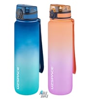 Uzspace 2'li Tritan Matara Seti 1000ml BÜYÜK BOY Çift Renk Softtouch FF Collection Tritan Su Matarası (Mor-Mavı)