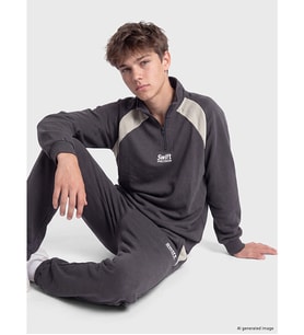 LCW Kids Antrasit Dik Yaka Baskılı Erkek Çocuk Sweatshirt