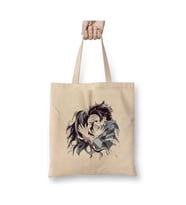 Demon Slayer Tanjiro Nezuko Bez Çanta Uzun Saplı Alışveriş Çantası Plaj Çantası (Beyaz)
