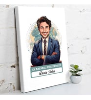 Kişiye Özel Hediye Karikatürlü En İyi Erkek Psikiyatrist Kanvas Tablo