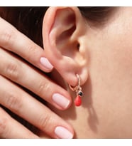 Doğal Mercan Taşlı Rose Gold Kaplama Gümüş Küpe