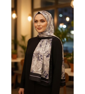 Fırça Lale Desen Füme Pamuk Şal (Standart)