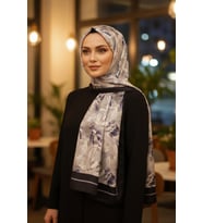 Fırça Lale Desen Füme Pamuk Şal (Standart)