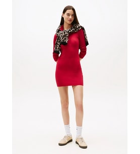 Tommy Hilfiger TJW Yakalı Armalı Kadın Kırmızı Elbise DW0DW22183XJP