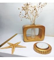 Minimal Vazo, Cam Tüplü ( Kare Model ) Dekoratif Vazo (Gold)