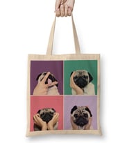 Pug Köpek Bez Çanta Uzun Saplı