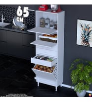 Eliusta Yaren 65 cm Erzak Dolabı 2 Kapaklı 3 Çekmeceli Sepetli Çok Amaçlı Mutfak Kiler Dolabı 65x194x32 cm