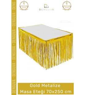 #MasaEteği Doğum Günü Parti Dekorasyonu Parlak Püsküllü Kalite 70x250 Metalize Masa Eteği Gold