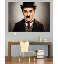 Charlie Chaplin Ünlü Portre Dekoratif Kanvas - Mdf Ahşap Tablo