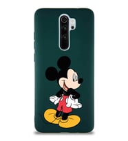 Xiaomi Redmi Note 8 Pro Soft Premier Kapak Mickey Mouse-D Tasarımlı Silikon Kılıf - Yeşil (Şeffaf)