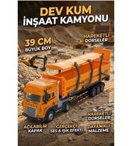 39 Cm Büyük Boy Sesli Işıklı İnşaat Kamyonu - Hareketli Damperli Oyuncak Tır İş Makinesi
