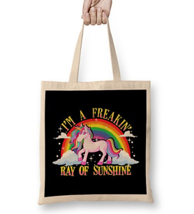 Funny I m A Freakin Ray Of Sunshine Unicorn Bez Çanta Uzun Saplı