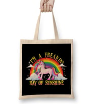 Funny I m A Freakin Ray Of Sunshine Unicorn Bez Çanta Uzun Saplı