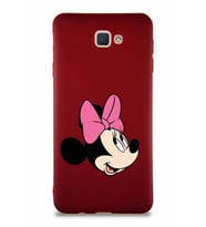 Samsung Galaxy J7 Prime Soft Premier Kapak Minnie Mouse-A Tasarımlı Silikon Kılıf - Mürdüm (Şeffaf)