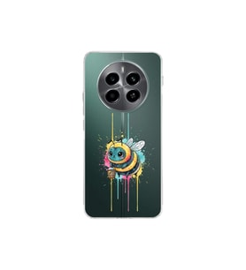 Realme 12 4G ile uyumlu Splash arı tasarımlı şeffaf silikon kılıf
