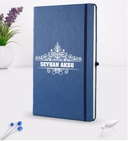 BK Gift Kişiye Özel İsimli Lacivert Termo Deri Defter 16x24cm Model 32