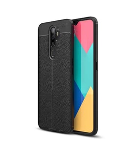 Oppo A5 2020 Kılıf Deri Tarzı Niss Silikon Case (Siyah)