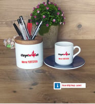 Fizyoterapist Hediyeleri Türk Kahvesi Fincanı Kırmızı, Kalemlik Kişiye Özel Hediye Fizyoterapistler Günü Hediyesi (Model 2)