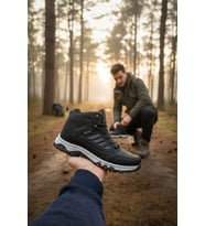 Enoch Erkek Siyah Gri Su Geçirmez Outdoor Trekking ve Doğa Yürüyüş Botu