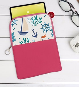 BK Gift Denizci Tasarımlı Taşınabilir Koruyucu Tablet Kılıfı & Organizer Çanta - Pembe-1