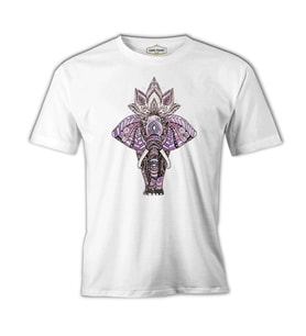 Fil - Mandala Taç Beyaz Erkek Tshirt