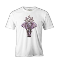 Fil - Mandala Taç Beyaz Erkek Tshirt