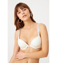 Diva Double Push Up Taşlı Ekru Sütyen