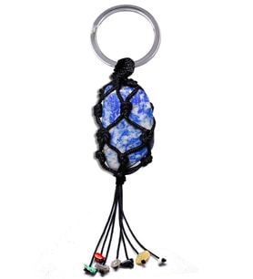 Sertifikalı Lapis Lazuli Taşı 7 Çakra Doğal Taş Anahtarlık (Çok Renkli)