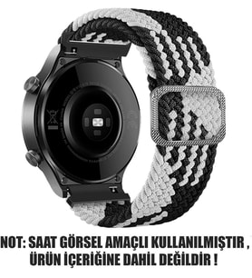 Amazfit GTR 3 için Kordon Braided Loop Band Siyah Beyaz [GTR 3 ile Uyumlu Kordon - Siyah - Beyaz]
