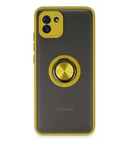 Galaxy A03 Kılıf Montreal Yüzüklü Silikon Kapak - Sarı