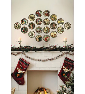 Yeni yıl Seti Çerçevesiz Yuvarlak Kesim 20 Parça Yılbaşı Seti  Mdf Tablo Seti  Mdf Baskı 12x12 Noel