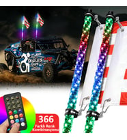 Işıklı Spiral LED Kırbaç Anten Bayraklı Uzaktan Kumandalı 120cm