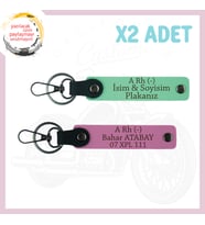 Yeşil-Pembe, Hız Sevene Özel, İsim Plaka ve A Rh (-) Kan Grubu Yazılı 2'li Anahtarlık Set, Hediyelik