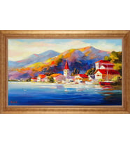 Çerçeveli Paspartulu Manzara Tablo bm0972 (Gold)