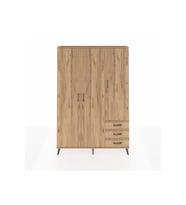 Arges Gardrop 6 Raflı 3 Çekmeceli Tek Askılı 132x30x195 Çam-Çam