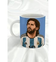 "Lionel Messi" Tasarımlı Hediyelik Porselen Kupa Bardak (Beyaz)