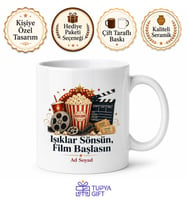 Film Gecesi Yazılı Baskılı Kupa Bardak Hediye Sinema Temalı Özel Tasarım
