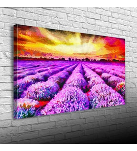 Lavanta Tarlası ve Günbatımı Kanvas Tablo 50 x 70