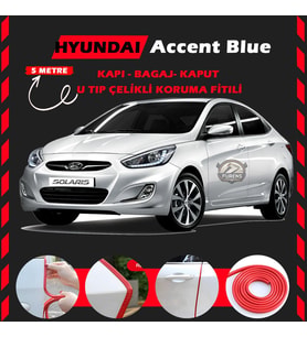 Hyunda Accent Blue Oto Araç Kapı Koruma Fitili 5metre Parlak Kırmızı Renk