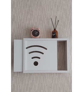 25x35x7 cm Wifi Desenli Beyaz Duvara Asılabilir Sigorta ve Modem-Wifi Saklama Kutusu! Saklama Kutusu