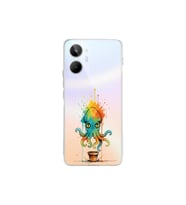 Realme 10 4G ile uyumlu Splash ahtapot tasarımlı şeffaf silikon kılıf
