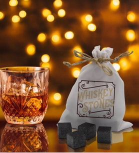 BK Gift Whiskey Stones Tasarımlı Özel Kesesinde 12’li Doğal Granit Viski Soğutma Taşı Seti - Model 5