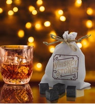 BK Gift Whiskey Stones Tasarımlı Özel Kesesinde 12’li Doğal Granit Viski Soğutma Taşı Seti - Model 5