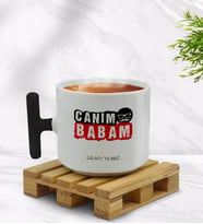 BK Gift Kişiye Özel Canım Babam Tasarımlı Siyah T Kulplu Middle Kupa Bardak-5