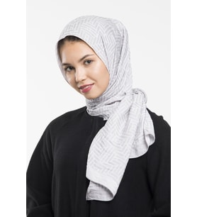 JAKAR Desen Jakarlı Modal Seri Şal Eşarp Askısı ile Birlikte 75x200 cm Gümüş Gri