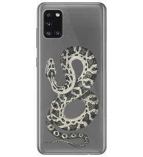 Samsung Galaxy A31 Uyumlu Yılan Desenli Şeffaf Telefon Kılıfı