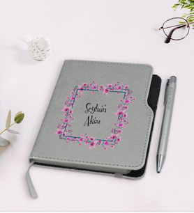 BK Gift Kişiye Özel İsimli Gri Termo Deri Defter Kalem Seti-5