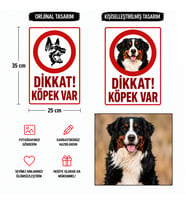 Dikkat Köpek Var Levhası, 25x35, 20x30 (A4), 30x42 (A3) Cm Boyut Seçeneklerinde Dekota Kişiselleştirilebilir Levha + Yapışkan Bant