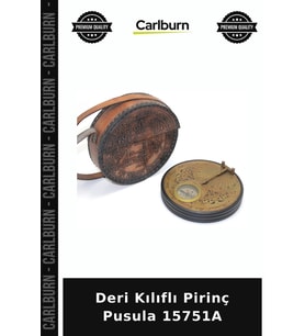 Özel Üretim Koleksiyon Dekoratif Antika Hediyelik Aksesuar Deri Kılıflı Pirinç Pusula 15751A