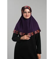 Mürdüm Pratik Hazır Geçmeli Tesettür Eşarp Sandy Renkli Desenli Fileli 2401_07